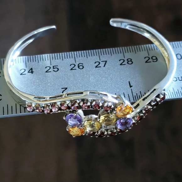Nicky Butler Designer 925 Sterling Silver Cuff Bracelet Amethyst Garnet Citrine - Picture 12 of 16